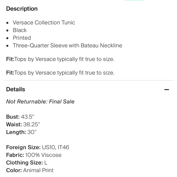 Versace Collection Tunic - Picture 4 of 4